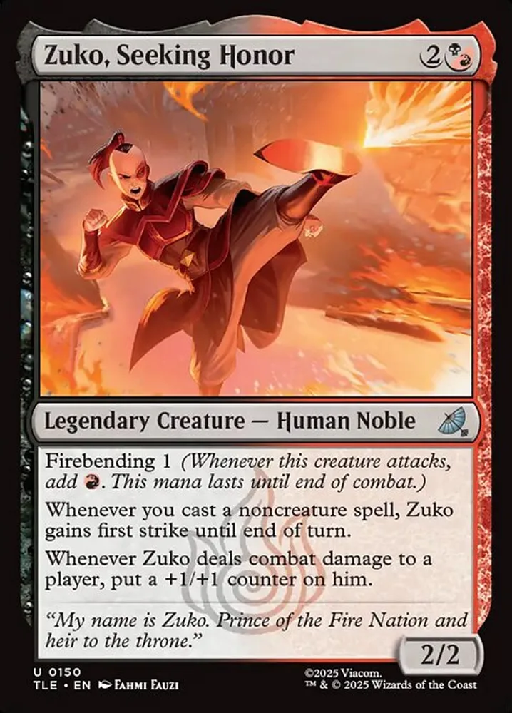 Zuko, Seeking Honor