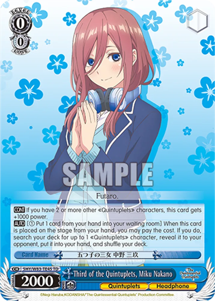 Third of the Quintuplets, Miku Nakano