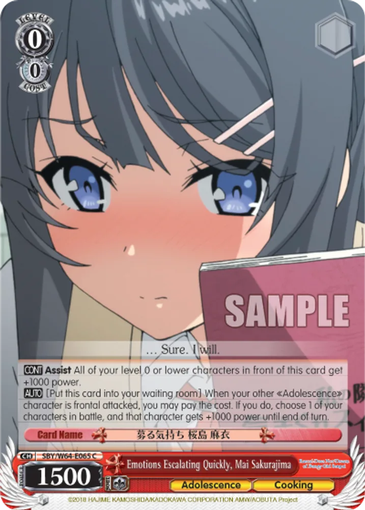 Emotions Escalating Quickly, Mai Sakurajima