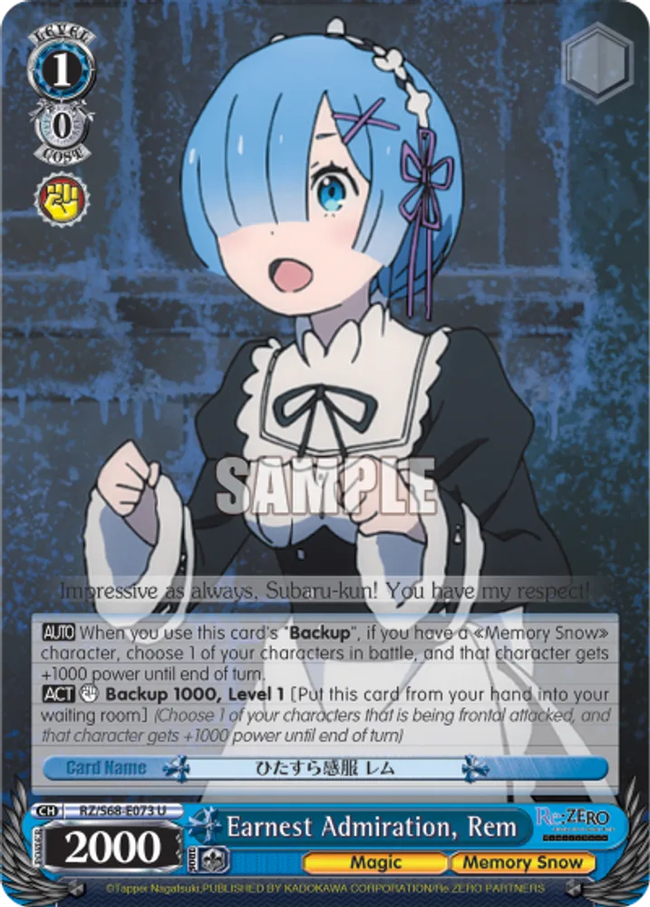 Earnest Admiration, Rem