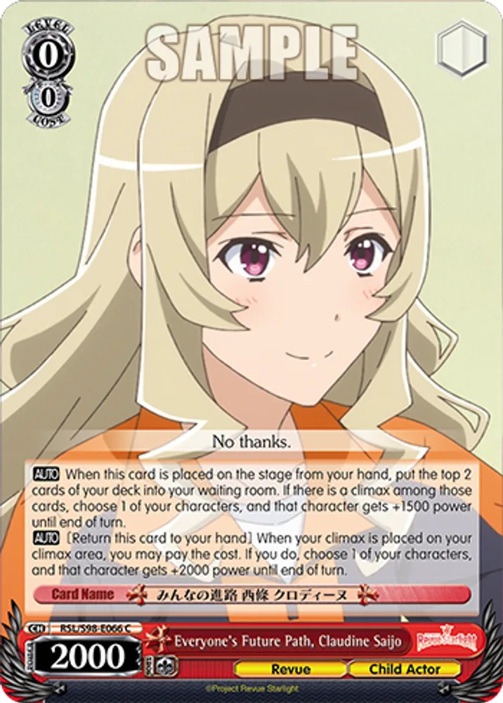 Everyone's Future Path, Claudine Saijo