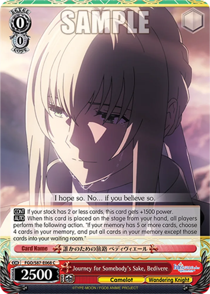 Journey for Somebody's Sake, Bedivere