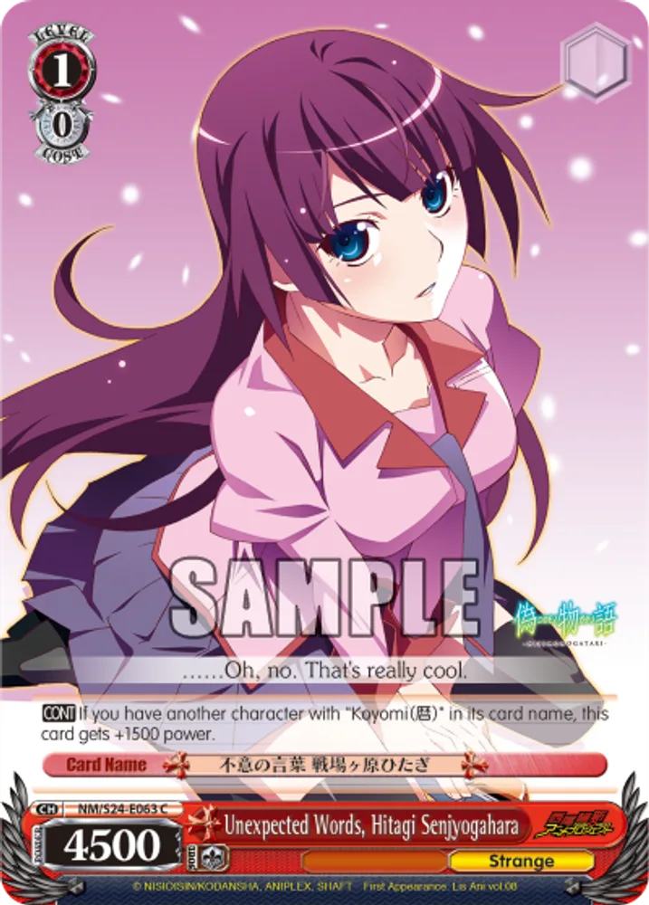 Unexpected Words, Hitagi Senjyogahara