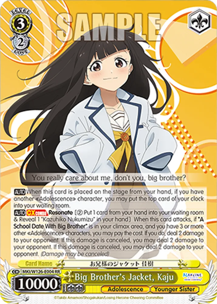 Big Brother's Jacket, Kaju