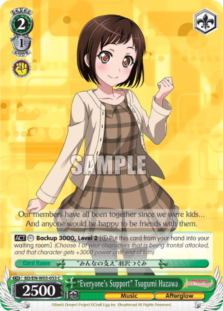 "Everyone's Support" Tsugumi Hazawa
