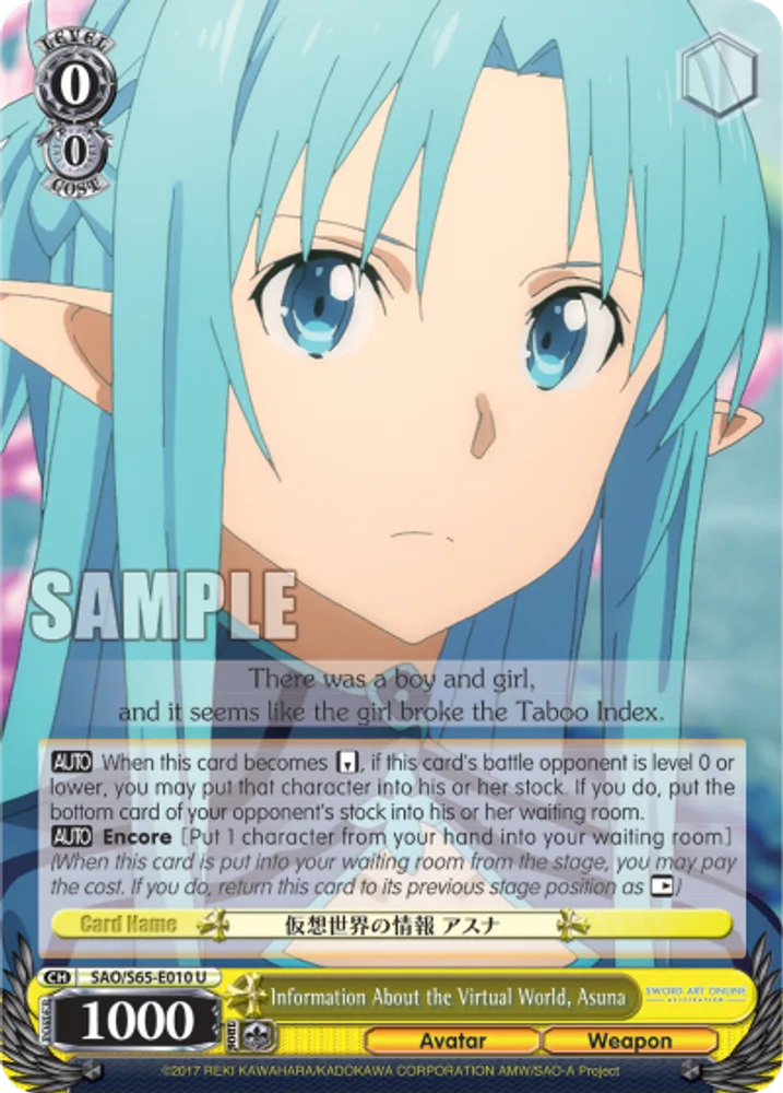 Information About the Virtual World, Asuna