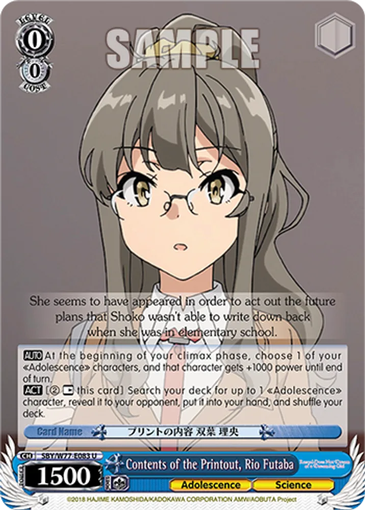 Contents of the Printout, Rio Futaba