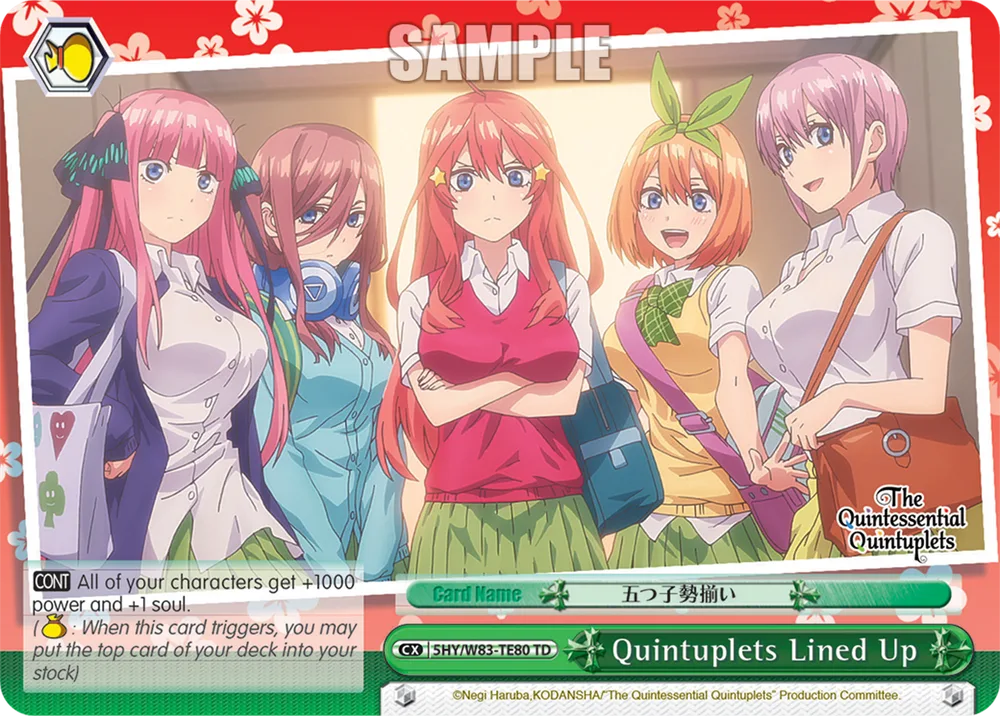 Quintuplets Lined Up