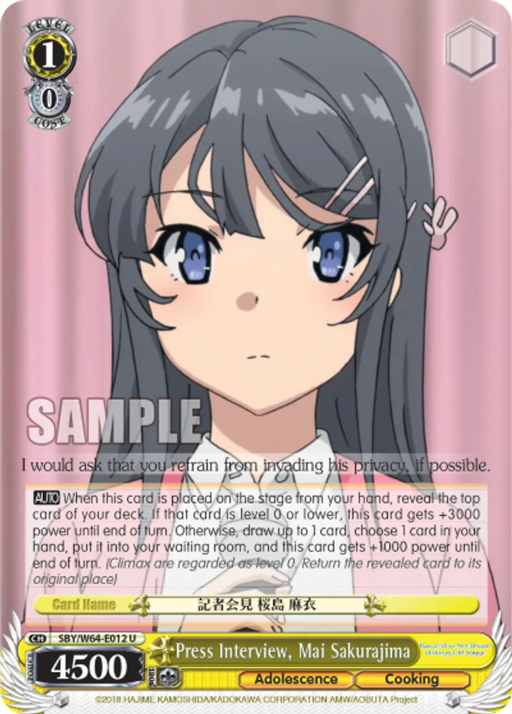 Press Interview, Mai Sakurajima