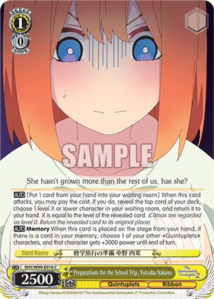 Preparations for the School Trip, Yotsuba Nakano