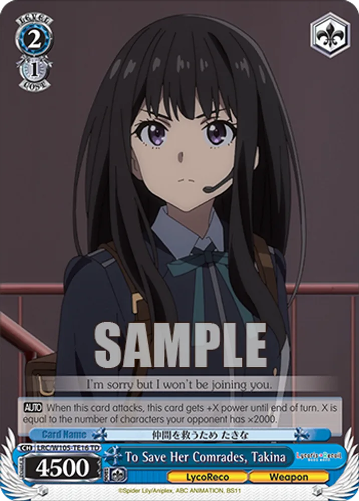 To Save Her Comrades, Takina