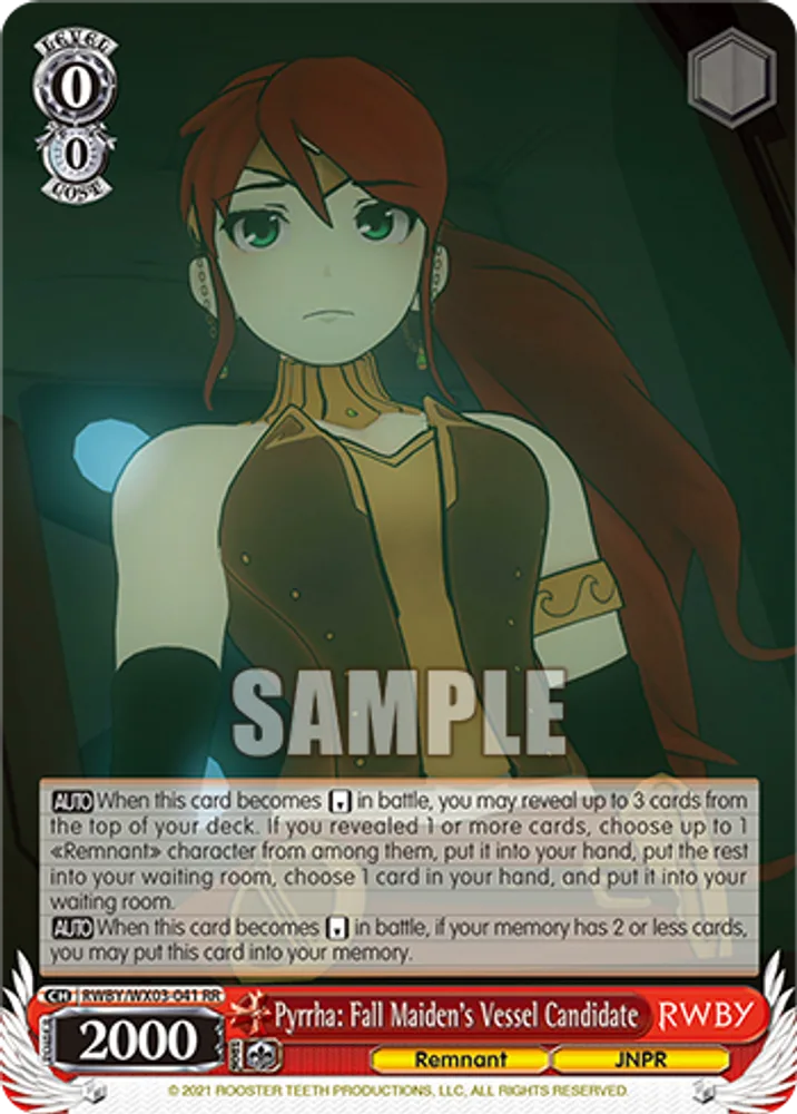 Pyrrha: Fall Maiden's Vessel Candidate