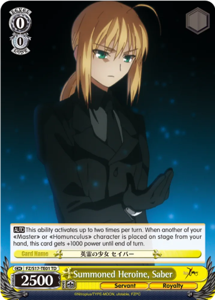 Summoned Heroine, Saber